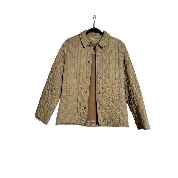 Burberry Classic Quilted Jacket w/ Wool Liner Insert Small S Tan